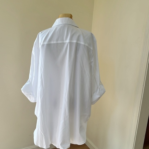 New! Calvin klein plus size 3X white roll tab long sleeve non iron cotton shirt. - Picture 6 of 12